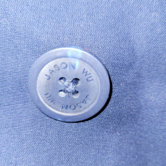 JasonWu for Target 2012 Navy Blue Trench Coat with Floral Trim  Size Large - Picture 9 of 11